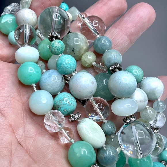 🌺Vintage Sterling, Turquoise, Amazonite, Chrysoprase + Necklace - Picture 9 of 15